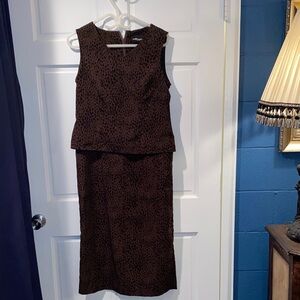 Sag Harbor Chocolate Patterned Dress